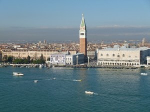 5 minutes from San Marco on a vaporetto, ascend the bell tower at San Giorgio Maggiore and take in this view. 