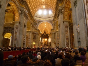The magnificent Basilica San Pietro, with a few thousand people.... and us!