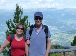 A nice Italian man - who lives in NYC - offered to take our photo high in the Alpe at Puflatsch. 