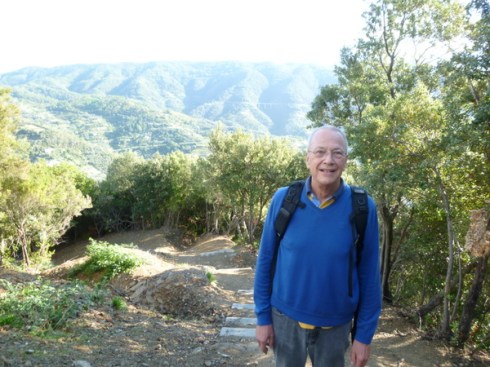 By now the path is steeper. Ric says try not to show how much he is sweating.