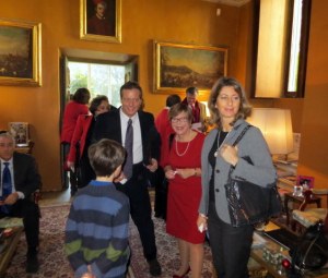 Leo, Francesco, me and Alessandra enjoy one of the elegant salons at Villa Aurora. 
