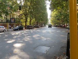 This is Viale Parioli at 17:30 this evening, the major shopping street a few minutes walk from our apartment. Usually it is a hubbub of cars, motorcycles, buses and people scurrying to do their shopping. 
