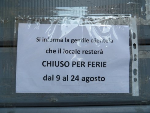 Typical sign on a local restaurant. Nice break for the employees, paid of course!