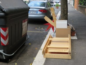 Items left curbside are retrieved by people who can use them.