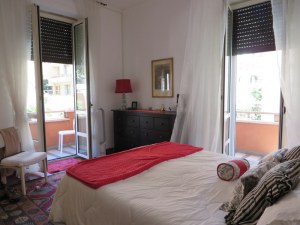 The bedroom has two French doors to the terrace. Very light and airy. 