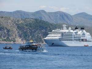 On a typical day, cruise ships in port - both old and new - plus launches to carry passengers to-and-fro.