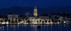 Split is charming lighted at night.
