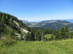 From Mont Seura, view of the Alpe di Siusi, largest high-alpine meadow in Europe.