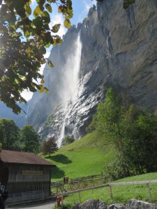 Staubbach Falls, visible from our vacation rental.