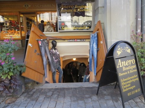 Subterranean shop in Bern.  There are many such shops.