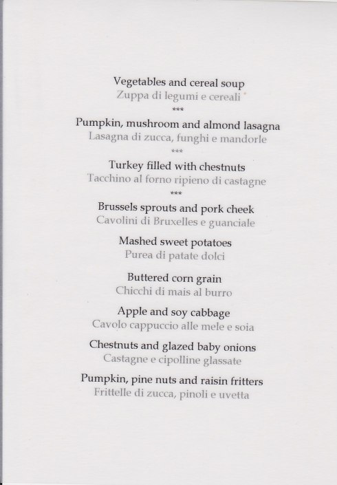 Italian take on a Thanksgiving dinner. 