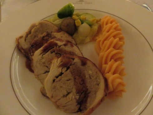 The little garnsih including the Burssles sprout and corn at 12:00 on the plate comprised of 4 individual items on the menu. More of a garnish,actually. 