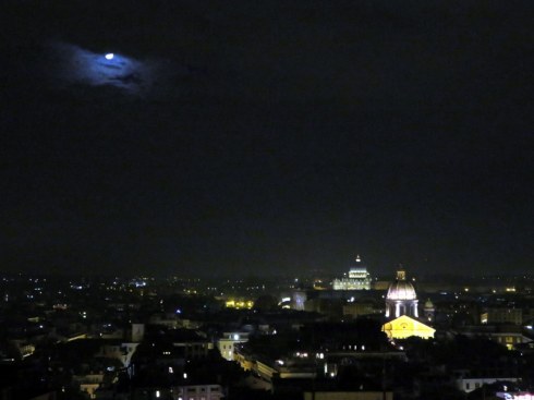 Roma by moonlight from the hassler, above the Spanish Steps. 