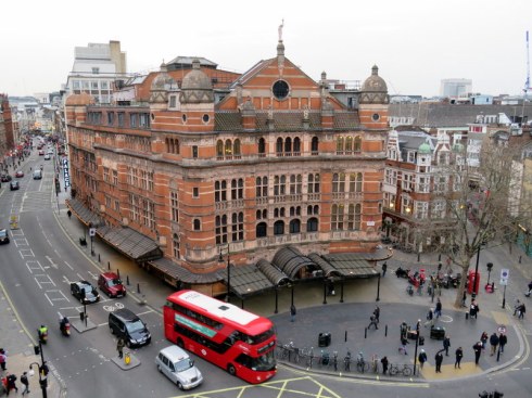 View from our flat: The Palace Theatre at Cambridge Circus, right in the heart of things. 