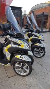 New on the street this year: motorino sharing from ZigZag. Three-wheelers.