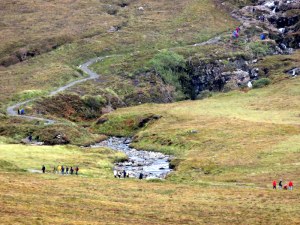 The Fairy Pools on Skye...look at the line of hikers! I wonder at the adverse impact on the moor.