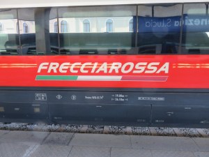 The train we take most often, Italy's Frecciarossa (Red Arrow). 