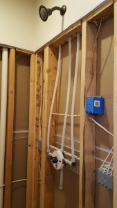 The shower in the master is not quite ready to use.