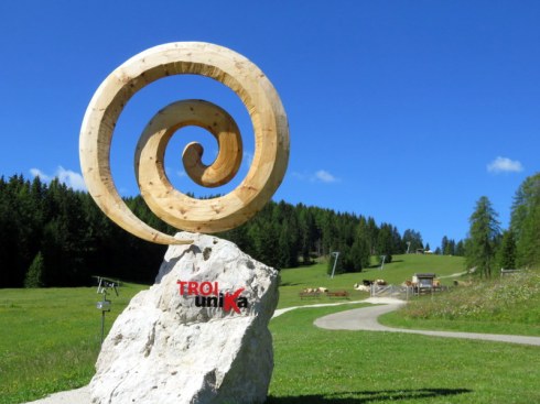 Mountain path with artwork