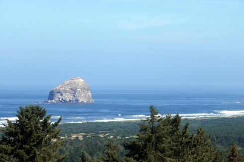 Haystack rock and ocean